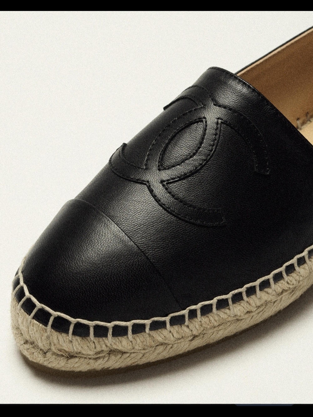CHANEL Black Leather Espadrille Slip-Ons with CC Includes Chanel Bag - Picture 4 of 8